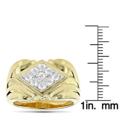 14K Yellow Gold Men's Diamond Ring 1.08ct 14.5mm 11 14K Yellow Gold Men's Diamond Ring 1.08ct 14.5mm -H'Hen Sale Store 14k gold mens diamond ring 108ct p 27979 ruler