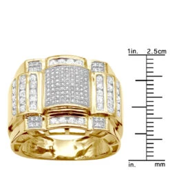 14K Yellow Gold Men's Diamond Ring 1.15ct -H'Hen Sale Store 14k gold mens diamond ring 115ct p 38780 rulerye