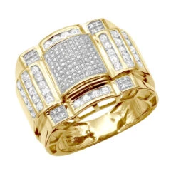 14K Yellow Gold Men's Diamond Ring 1.15ct