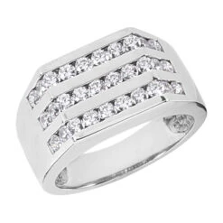 14K White Gold Men's Diamond Ring 1.20ct 10.8mm