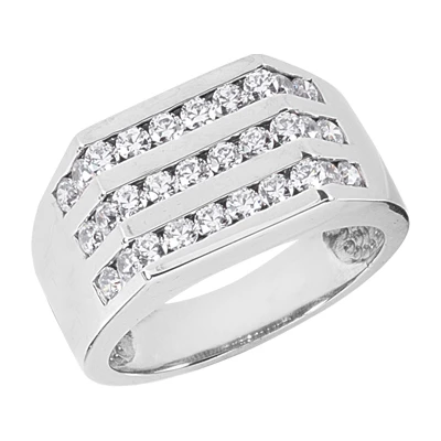 14K White Gold Men's Diamond Ring 1.20ct 10.8mm 3 14K White Gold Men's Diamond Ring 1.20ct 10.8mm