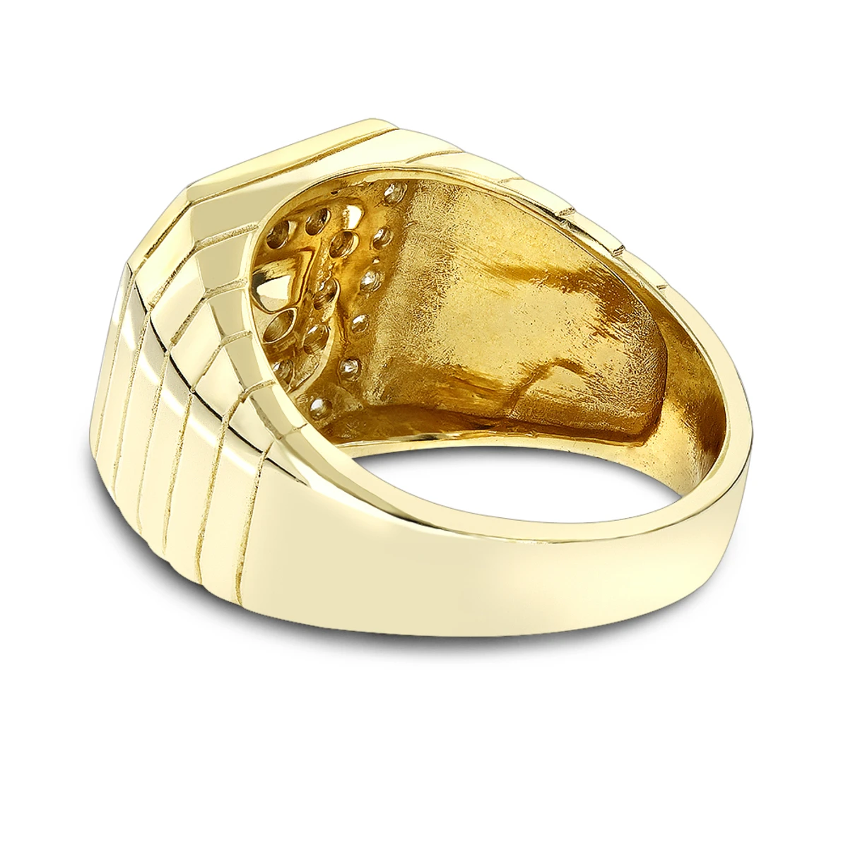 14K Yellow Gold Men's Diamond Ring 1.31ct By Luxurman 6 14K Yellow Gold Men's Diamond Ring 1.31ct By Luxurman - Image 4