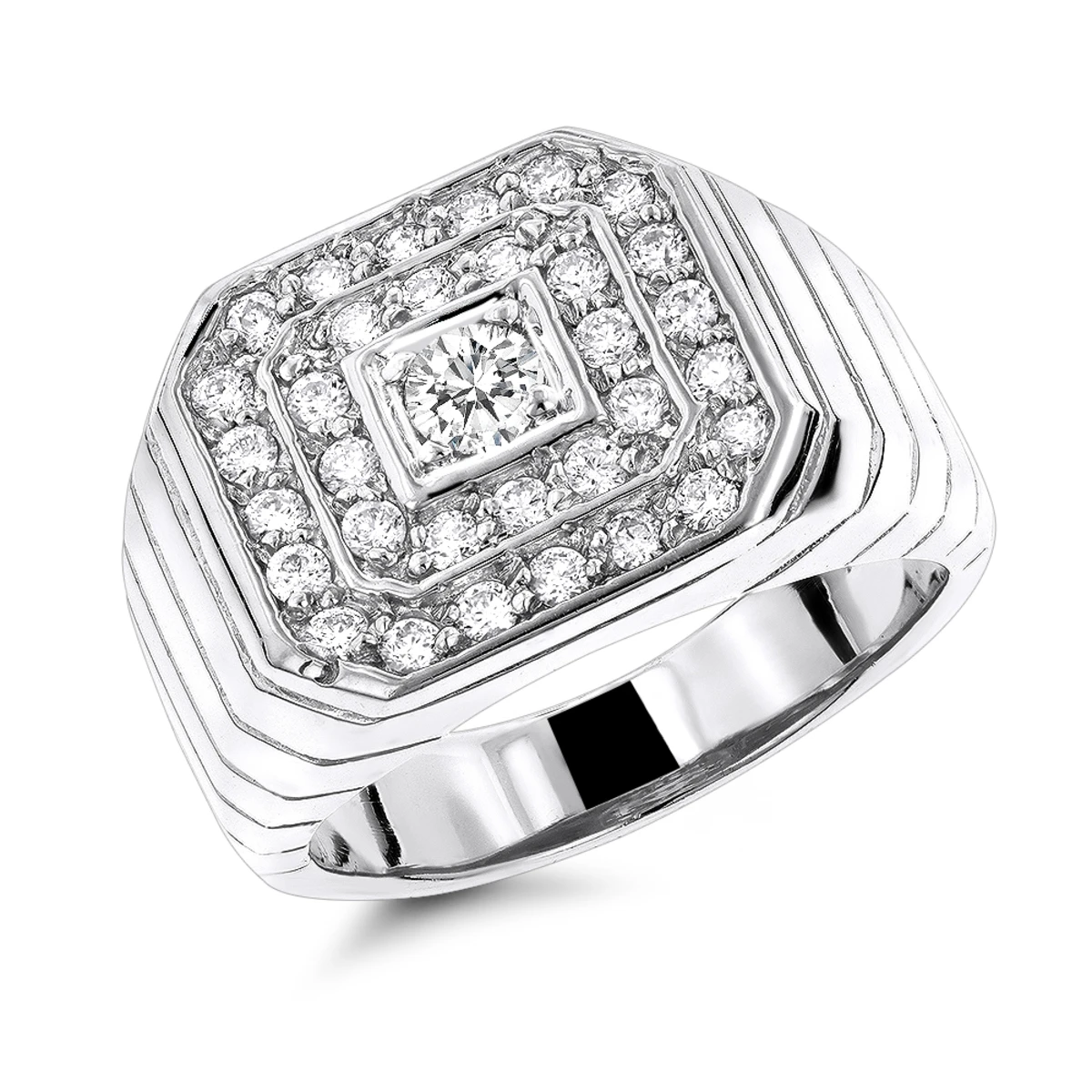 14K Yellow Gold Men's Diamond Ring 1.31ct By Luxurman 4 14K Yellow Gold Men's Diamond Ring 1.31ct By Luxurman - Image 2