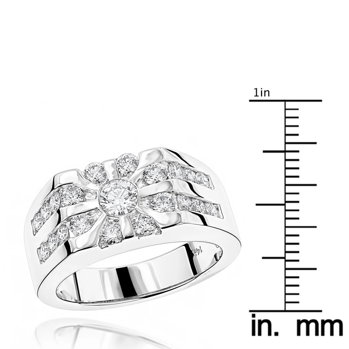14K White Gold Men's Diamond Ring 1.55ct 7 14K White Gold Men's Diamond Ring 1.55ct - Image 5