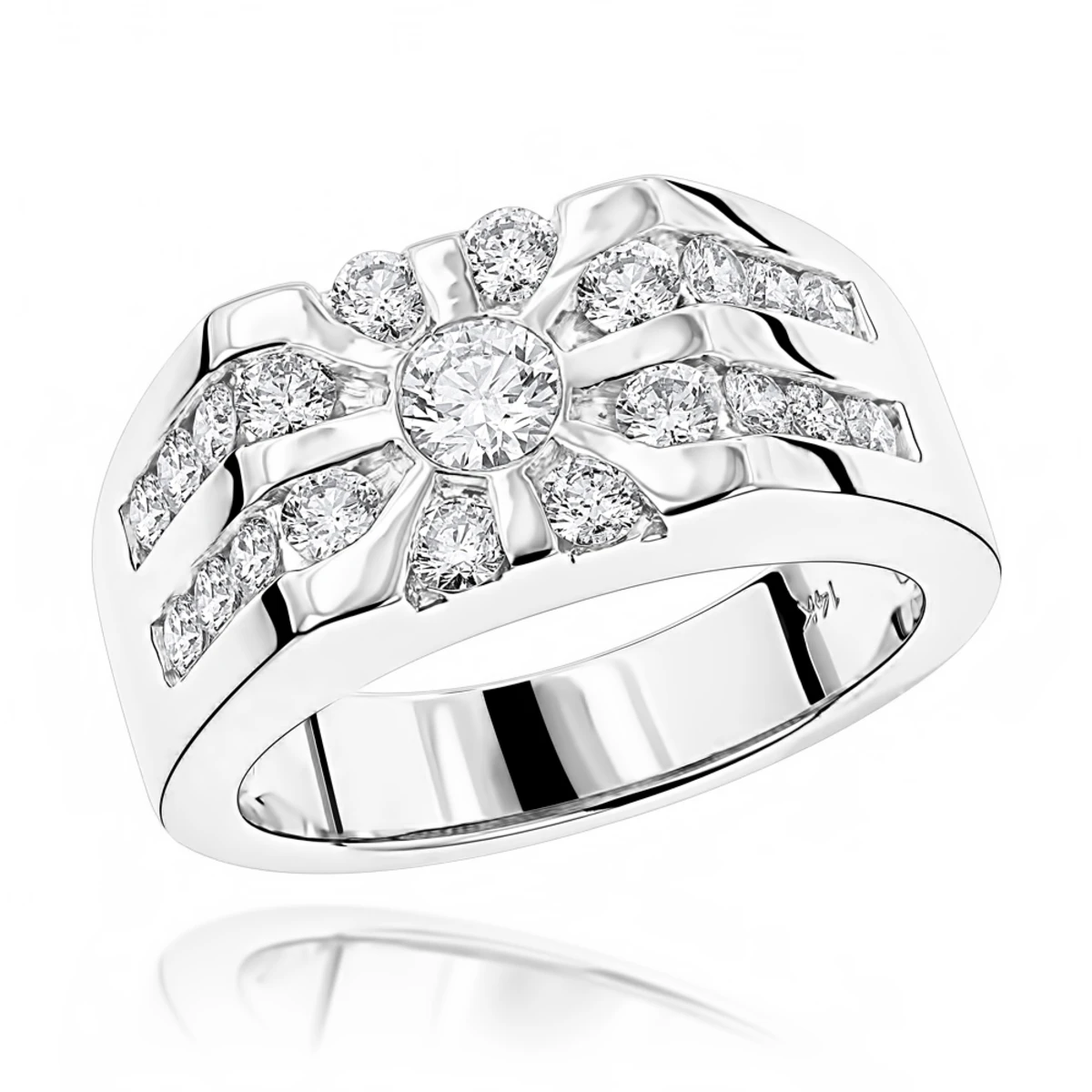 14K White Gold Men's Diamond Ring 1.55ct 3 14K White Gold Men's Diamond Ring 1.55ct
