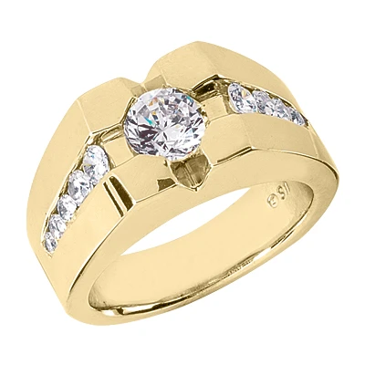 14K White Gold Men's Diamond Ring 1.72ct 4 14K White Gold Men's Diamond Ring 1.72ct - Image 2