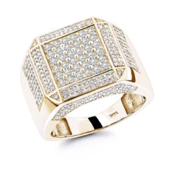 14K Yellow Gold Men's Diamond Ring 1.83ct