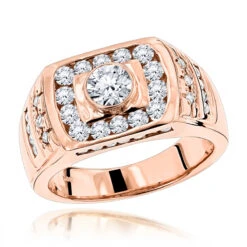 14K Yellow Gold Men's Diamond Ring 1.86ct By Luxurman -H'Hen Sale Store 14k gold mens diamond ring 186ct p 27980 ro