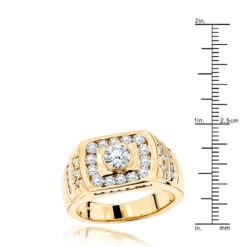 14K Yellow Gold Men's Diamond Ring 1.86ct By Luxurman -H'Hen Sale Store 14k gold mens diamond ring 186ct p 27980 rulerye