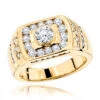 14K Yellow Gold Men's Diamond Ring 1.86ct By Luxurman