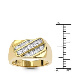 14K Yellow Gold Men's Diamond Ring 1ct 10.9mm -H'Hen Sale Store 14k gold mens diamond ring 1ct p 27866 rulerye