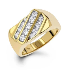 14K Yellow Gold Men's Diamond Ring 1ct 10.9mm
