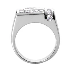 14K White Gold Men's Diamond Ring 1ct 9.6mm -H'Hen Sale Store 14k gold mens diamond ring 1ct p 27871 back white 20220426