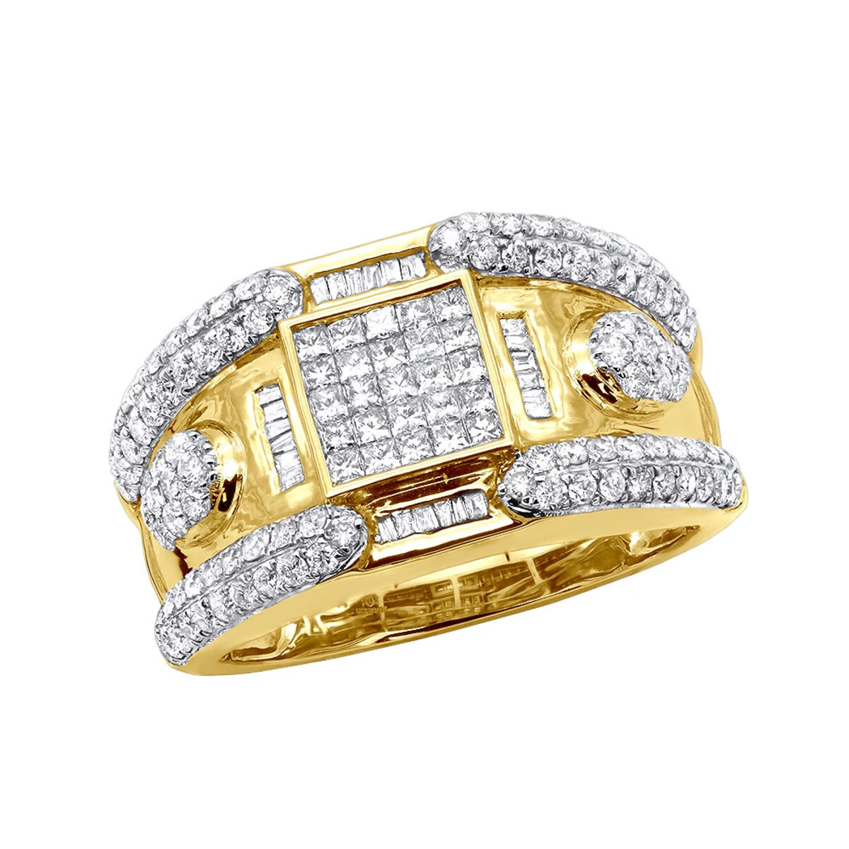 14K Yellow Gold Men's Diamond Ring 2.88ct 3 14K Yellow Gold Men's Diamond Ring 2.88ct
