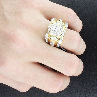 14K Yellow Gold Men's Diamond Ring 2.88ct 9 14K Yellow Gold Men's Diamond Ring 2.88ct - Image 7