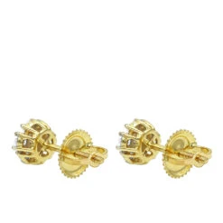 14K Yellow Gold Men's Diamond Stud Earring | Single Earring Cluster Design 1 Carat Look -H'Hen Sale Store 14k gold mens diamond stud earring single earring cluster design 1 carat look back yellow 1