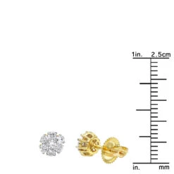 14K Yellow Gold Men's Diamond Stud Earring | Single Earring Cluster Design 1 Carat Look -H'Hen Sale Store 14k gold mens diamond stud earring single earring cluster design 1 carat look ruler yellow 1