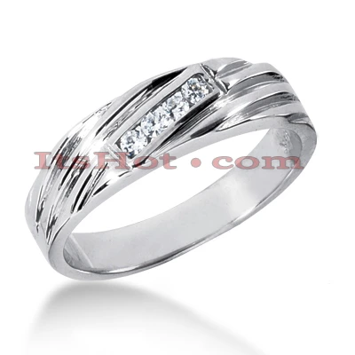 14K White Gold Men's Diamond Wedding Band 0.12ct 5.9mm 3 14K White Gold Men's Diamond Wedding Band 0.12ct 5.9mm