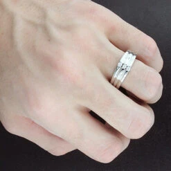 14K White Gold Men's Diamond Wedding Band 0.18ct -H'Hen Sale Store 14k gold mens diamond wedding band 018ct p 27508bod