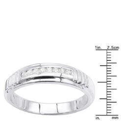 14K White Gold Men's Diamond Wedding Band 0.23ct -H'Hen Sale Store 14k gold mens diamond wedding band 023ct p 27607 rulerwh