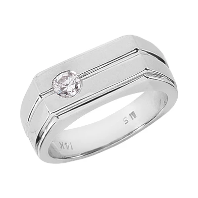 14K White Gold Men's Diamond Wedding Band 0.25ct 3 14K White Gold Men's Diamond Wedding Band 0.25ct