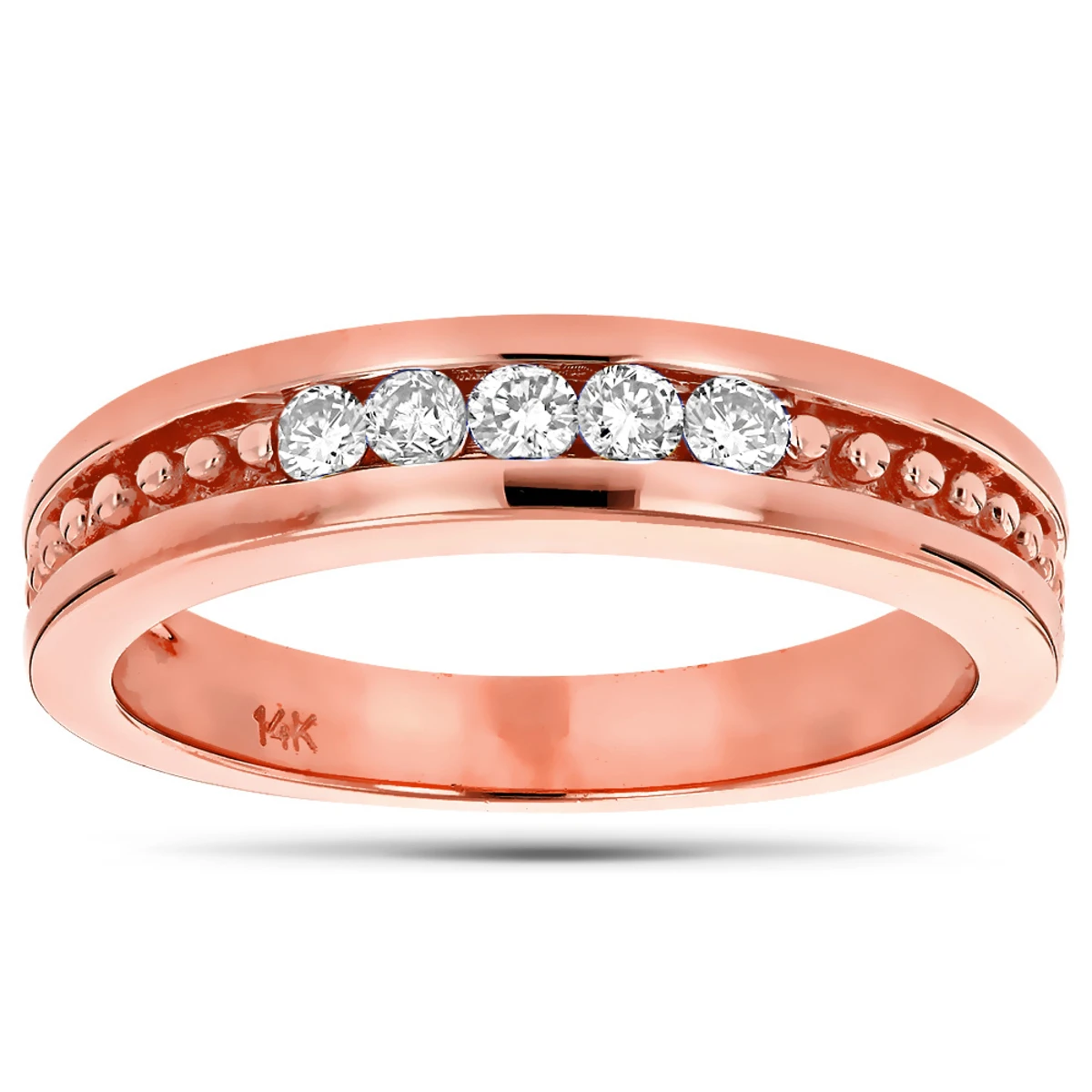 14K Yellow Gold Men's Diamond Wedding Band 0.25ct 4.6mm 5 14K Yellow Gold Men's Diamond Wedding Band 0.25ct 4.6mm - Image 3