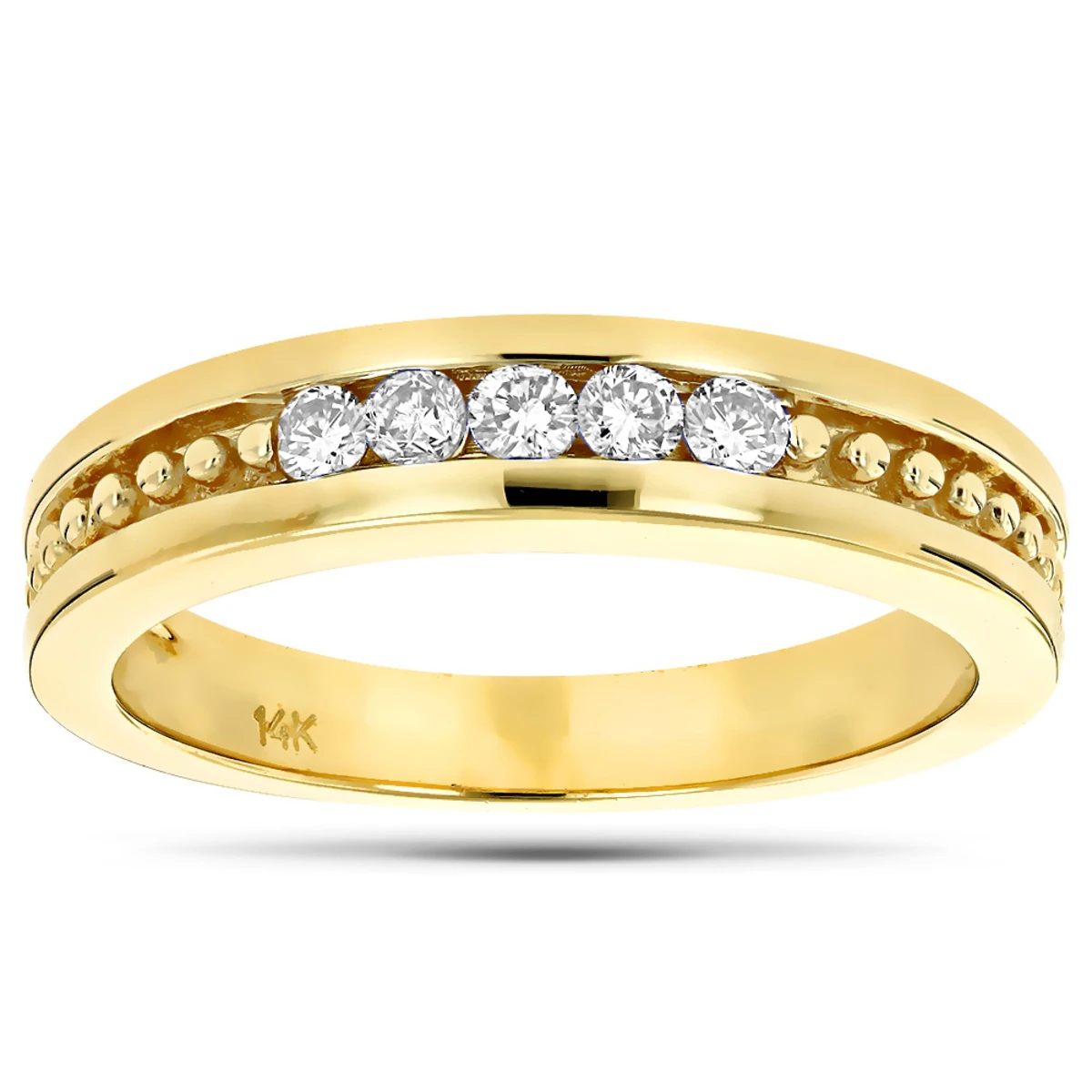 14K Yellow Gold Men's Diamond Wedding Band 0.25ct 4.6mm 3 14K Yellow Gold Men's Diamond Wedding Band 0.25ct 4.6mm