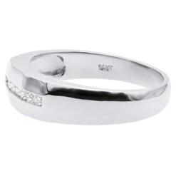 14K White Gold Men's Diamond Wedding Band 0.25ct 5.5mm -H'Hen Sale Store 14k gold mens diamond wedding band 025ct p 27547 back white
