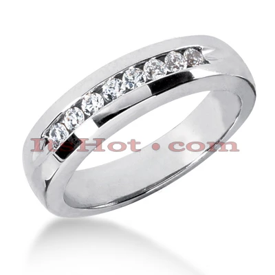 14K White Gold Men's Diamond Wedding Band 0.32ct 5.9mm 3 14K White Gold Men's Diamond Wedding Band 0.32ct 5.9mm