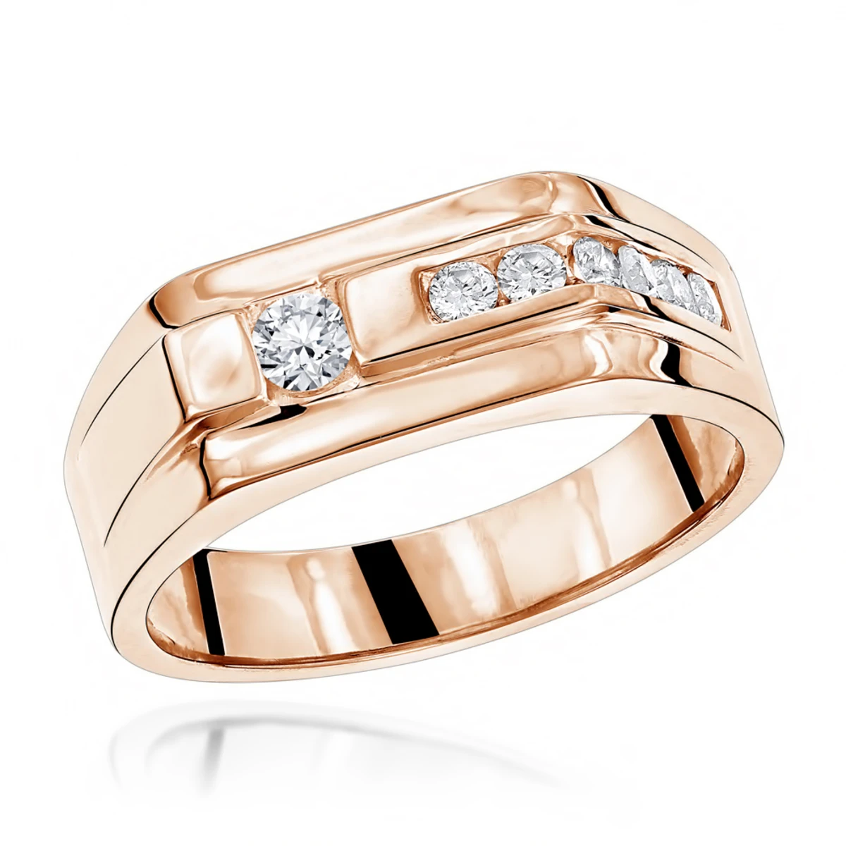 14K White Gold Men's Diamond Wedding Band 0.45ct 8.1mm 5 14K White Gold Men's Diamond Wedding Band 0.45ct 8.1mm - Image 3