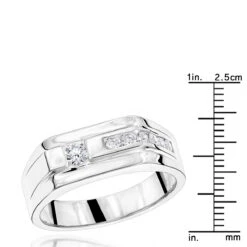 14K White Gold Men's Diamond Wedding Band 0.45ct 8.1mm 12 14K White Gold Men's Diamond Wedding Band 0.45ct 8.1mm -H'Hen Sale Store 14k gold mens diamond wedding band 045ct p 25557 rulerwh