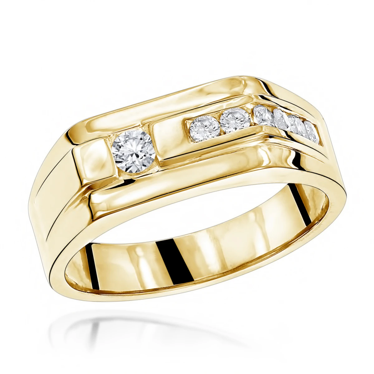 14K White Gold Men's Diamond Wedding Band 0.45ct 8.1mm 4 14K White Gold Men's Diamond Wedding Band 0.45ct 8.1mm - Image 2