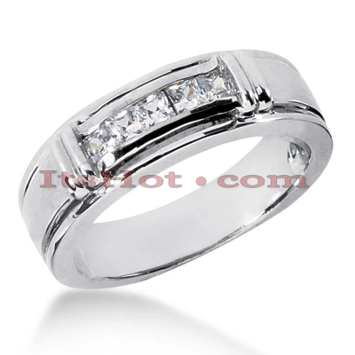 14K White Gold Men's Diamond Wedding Band 0.50ct 6.9mm 3 14K White Gold Men's Diamond Wedding Band 0.50ct 6.9mm