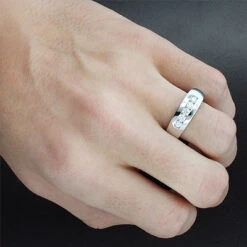 Five Stone 14K White Gold Men's Diamond Wedding Band 0.5ct -H'Hen Sale Store 14k gold mens diamond wedding band 050ct p 27539bod