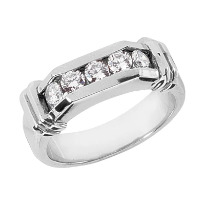 14K White Gold Men's Diamond Wedding Band 0.75ct 5.9mm 3 14K White Gold Men's Diamond Wedding Band 0.75ct 5.9mm