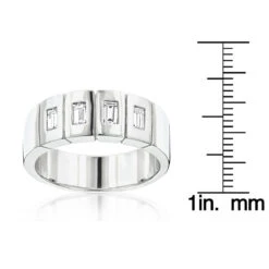 Unique 14K White Gold Men's Diamond Wedding Band By Luxurman 0.8ct -H'Hen Sale Store 14k gold mens diamond wedding band 080ct p 27615 rulerwh