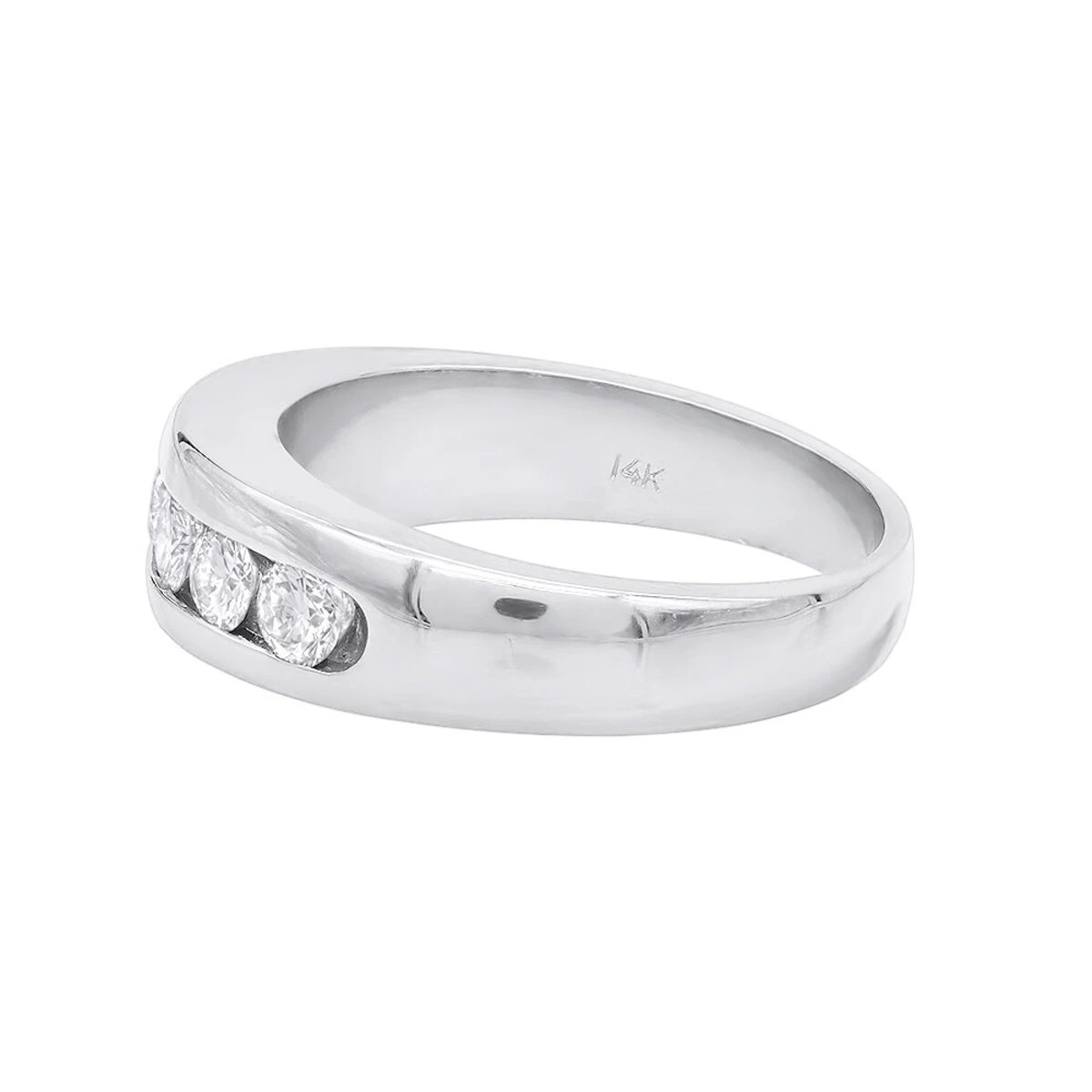 14K White Gold Men's Diamond Wedding Band 0.90ct 6.2mm 6 14K White Gold Men's Diamond Wedding Band 0.90ct 6.2mm - Image 4