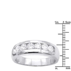 14K White Gold Men's Diamond Wedding Band 0.90ct 6.2mm 17 14K White Gold Men's Diamond Wedding Band 0.90ct 6.2mm -H'Hen Sale Store 14k gold mens diamond wedding band 090ct p 25559 rulerwh