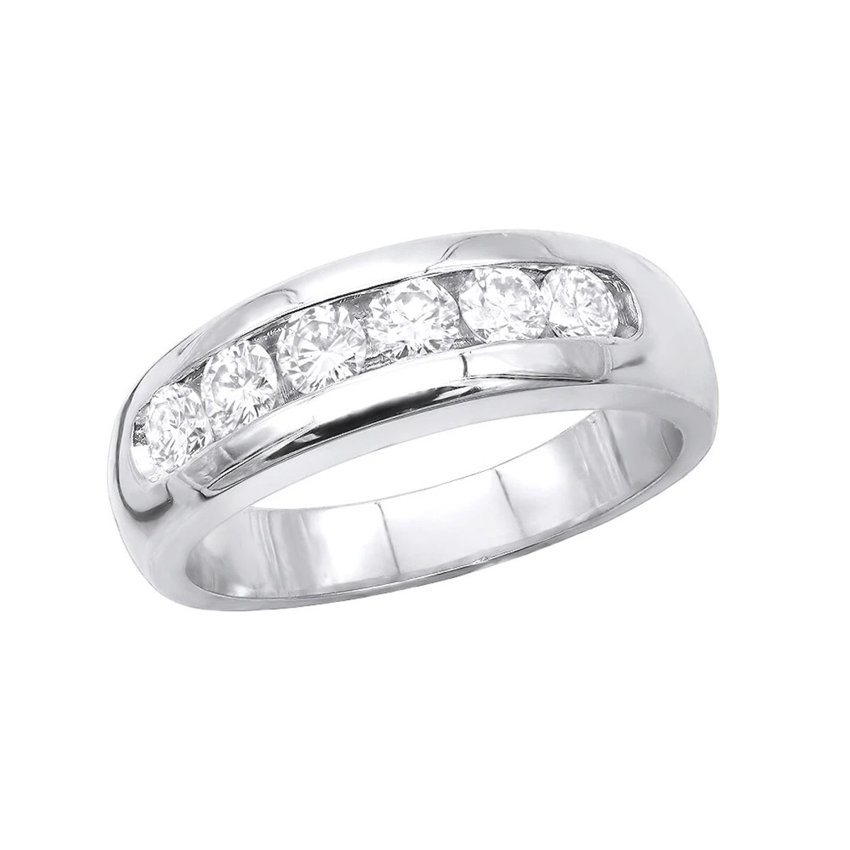 14K White Gold Men's Diamond Wedding Band 0.90ct 6.2mm 3 14K White Gold Men's Diamond Wedding Band 0.90ct 6.2mm
