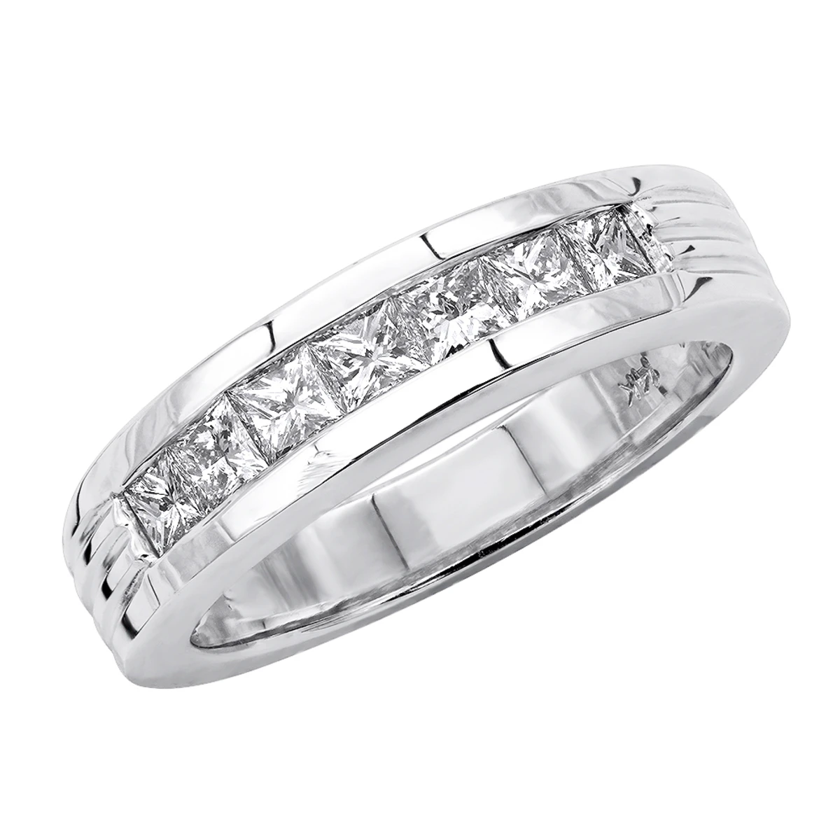 14K White Gold Men's Diamond Wedding Band 0.98ct 3 14K White Gold Men's Diamond Wedding Band 0.98ct