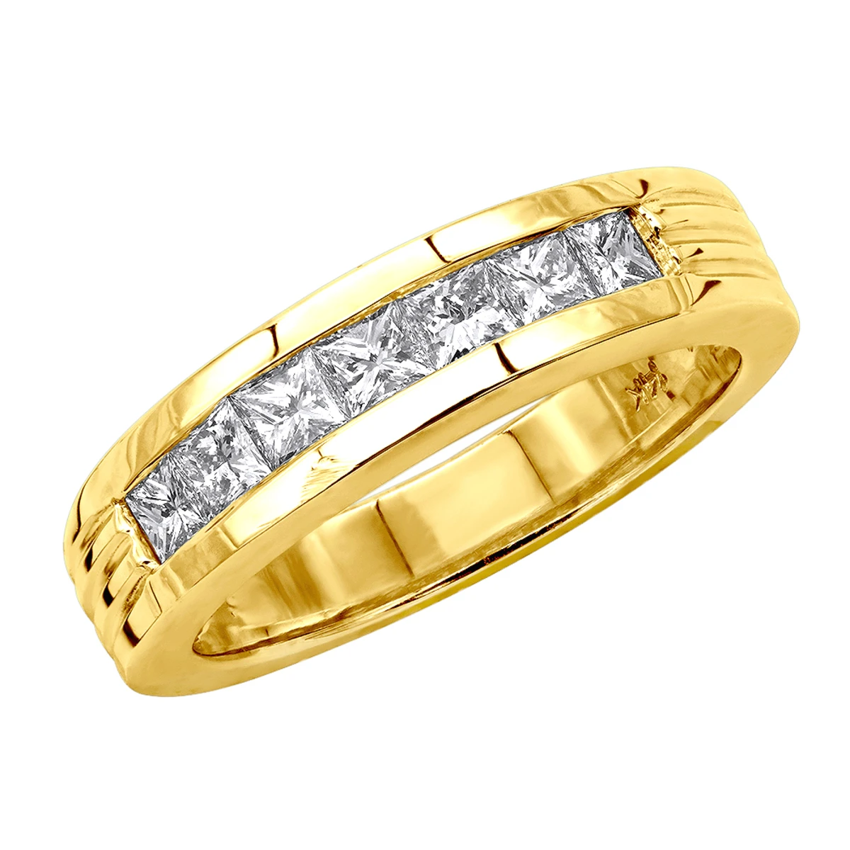 14K White Gold Men's Diamond Wedding Band 0.98ct 4 14K White Gold Men's Diamond Wedding Band 0.98ct - Image 2