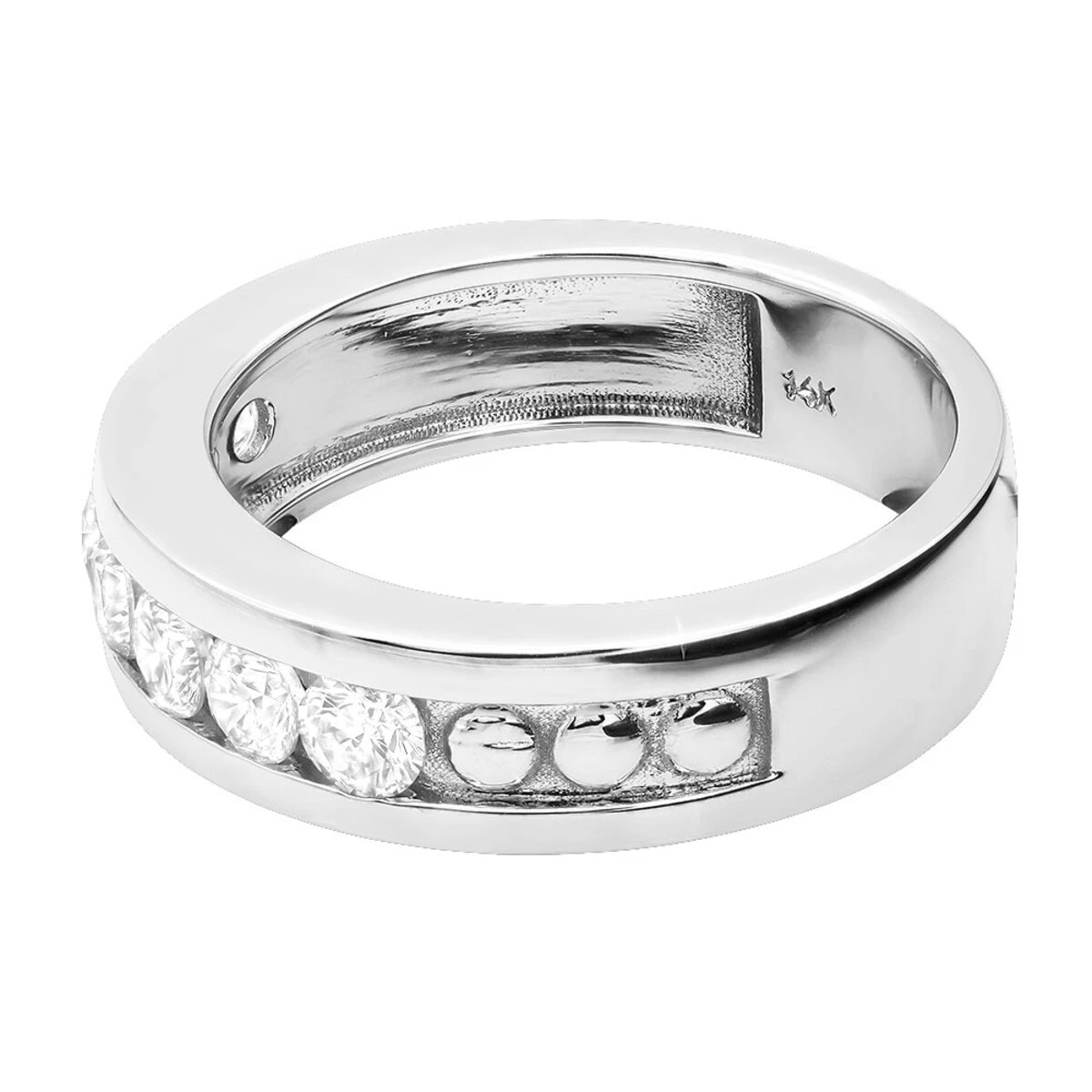 14K White Gold Men's Diamond Wedding Band 1.05ct 6.3mm 6 14K White Gold Men's Diamond Wedding Band 1.05ct 6.3mm - Image 4