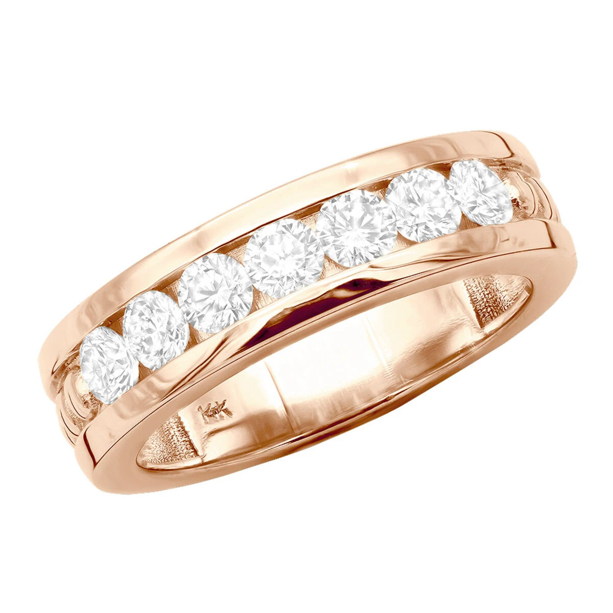 14K White Gold Men's Diamond Wedding Band 1.05ct 6.3mm 5 14K White Gold Men's Diamond Wedding Band 1.05ct 6.3mm - Image 3