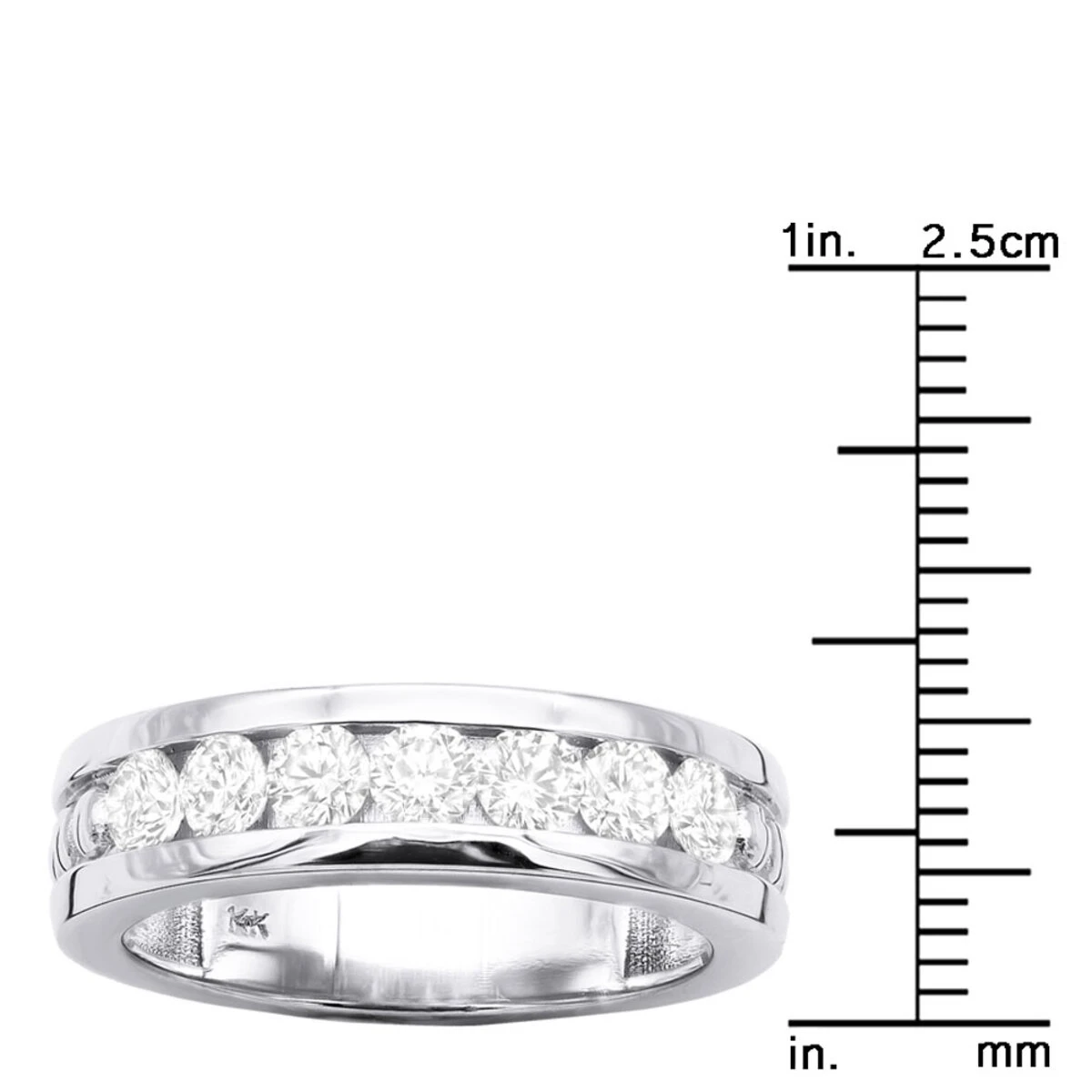 14K White Gold Men's Diamond Wedding Band 1.05ct 6.3mm 10 14K White Gold Men's Diamond Wedding Band 1.05ct 6.3mm - Image 8