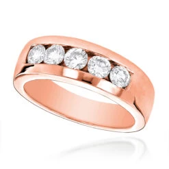 5 Stone 14K White Gold Men's Diamond Wedding Band 1ct -H'Hen Sale Store 14k gold mens diamond wedding band 1ct p 22442 ro