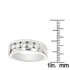 5 Stone 14K White Gold Men's Diamond Wedding Band 1ct -H'Hen Sale Store 14k gold mens diamond wedding band 1ct p 22442 rulerwh