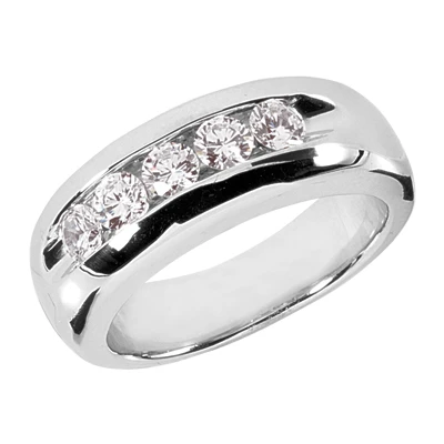 14K White Gold Men's Diamond Wedding Band 1ct 8.2mm 3 14K White Gold Men's Diamond Wedding Band 1ct 8.2mm