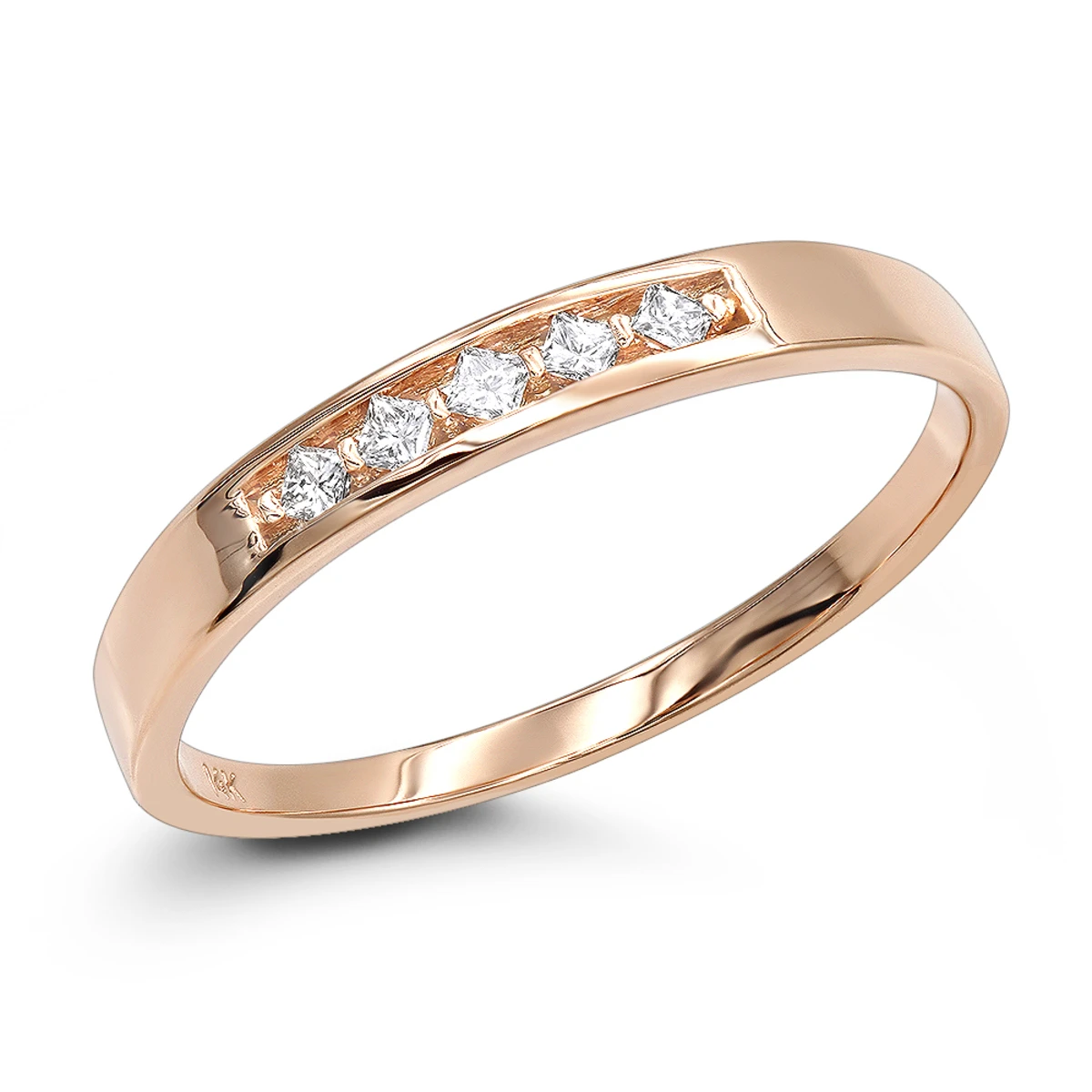 14K Rose Gold Men's Diamond Wedding Ring 0.15ct 5 Stone 3 14K Rose Gold Men's Diamond Wedding Ring 0.15ct 5 Stone