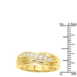 14K Yellow Gold Men's Diamond Wedding Ring 0.21ct 6.7mm -H'Hen Sale Store 14k gold mens diamond wedding ring 021ct p 27410 rulerye