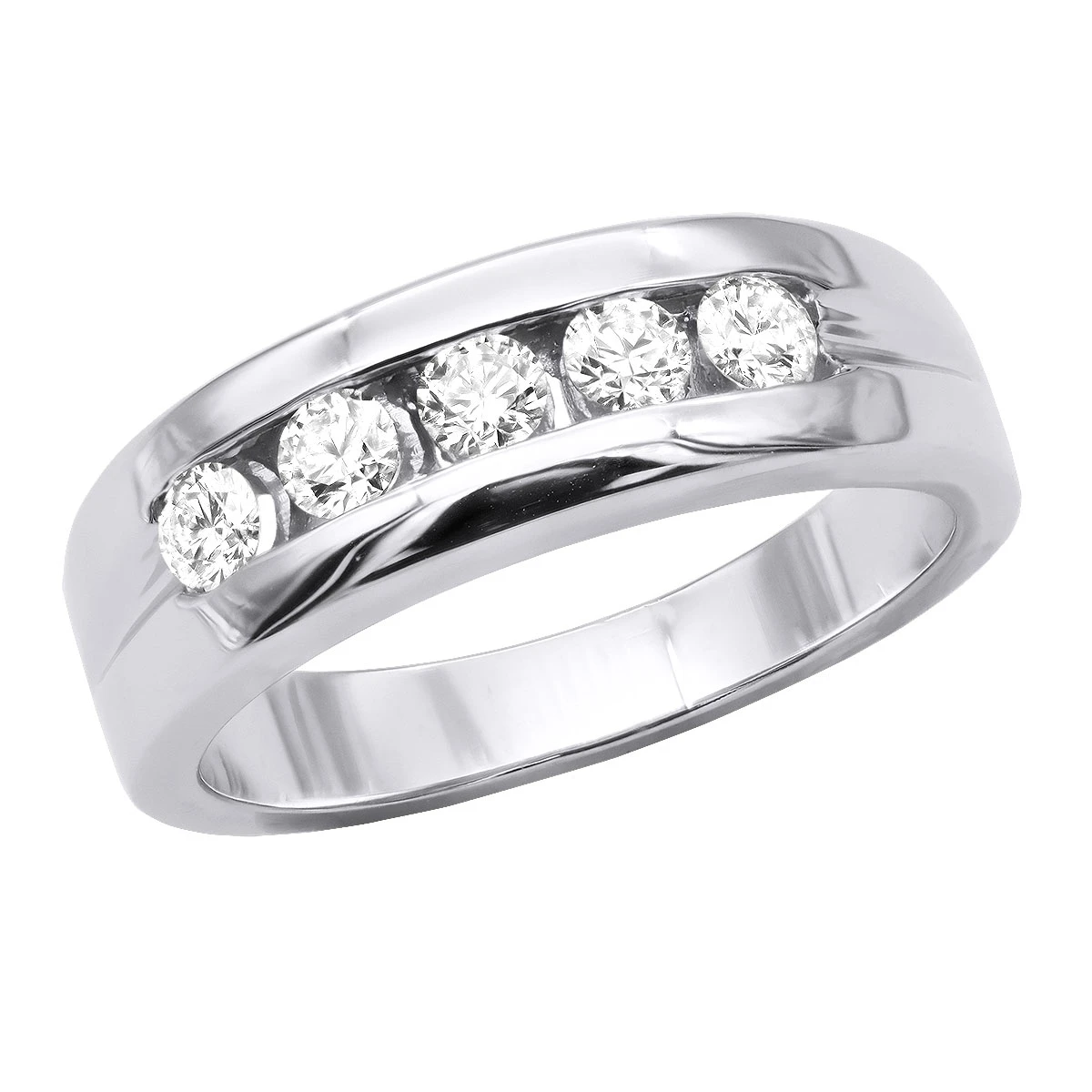 14K White Gold Men's Diamond Wedding Ring 0.40ct 6mm 3 14K White Gold Men's Diamond Wedding Ring 0.40ct 6mm